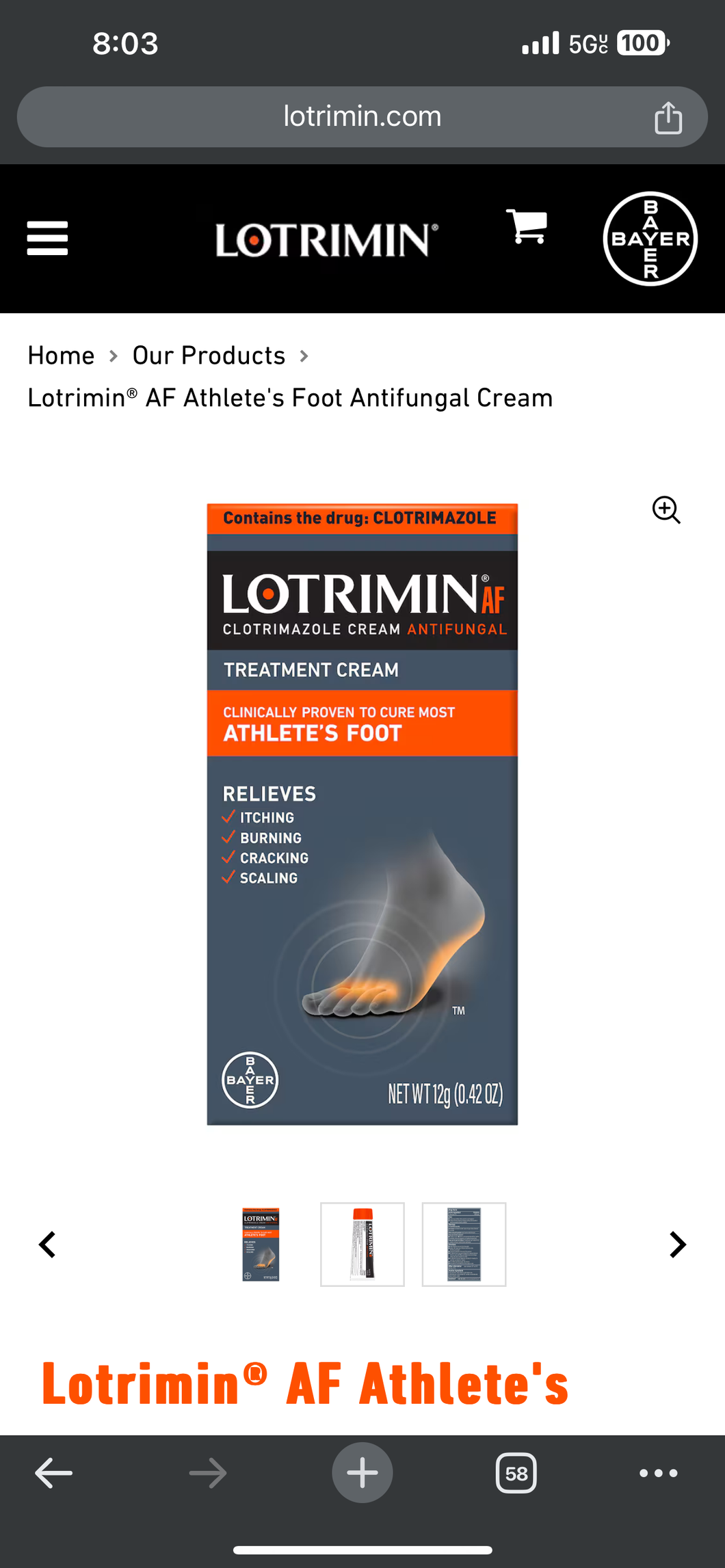 Lotrimin AF Treatment Cream for Ringworm 0.53 oz